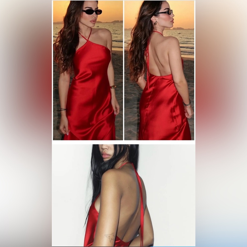 Bloggers Fave Red Satin Zara Dress small